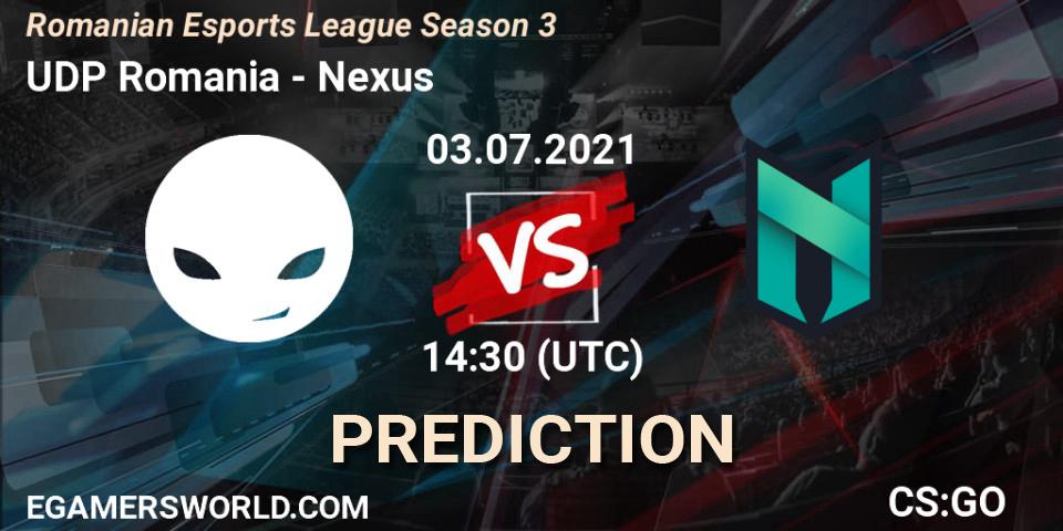 UDP Romania vs Nexus: Match Prediction. 03.07.2021 at 17:10, Counter-Strike (CS2), Romanian Esports League Season 3
