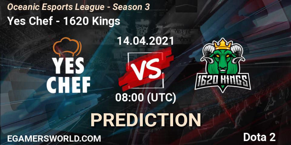 Yes Chef vs 1620 Kings: Match Prediction. 14.04.2021 at 08:23, Dota 2, Oceanic Esports League - Season 3