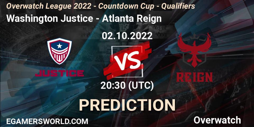 Washington Justice vs Atlanta Reign: Match Prediction. 02.10.22, Overwatch, Overwatch League 2022 - Countdown Cup - Qualifiers