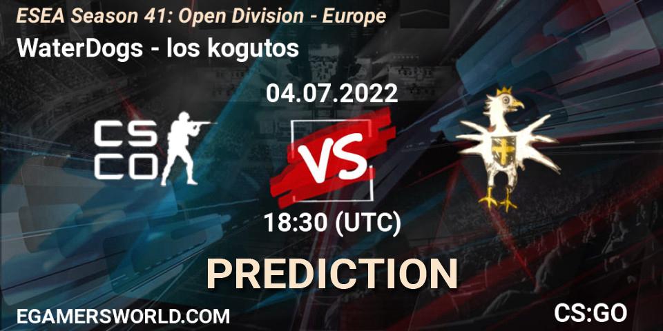 WaterDogs vs los kogutos: Match Prediction. 04.07.2022 at 18:30, Counter-Strike (CS2), ESEA Season 41: Open Division - Europe