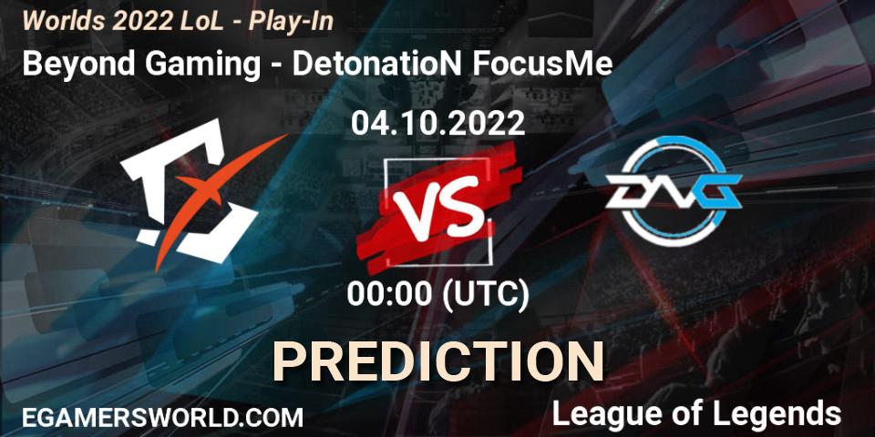 Beyond Gaming vs DetonatioN FocusMe: Match Prediction. 01.10.22, LoL, Worlds 2022 LoL - Play-In