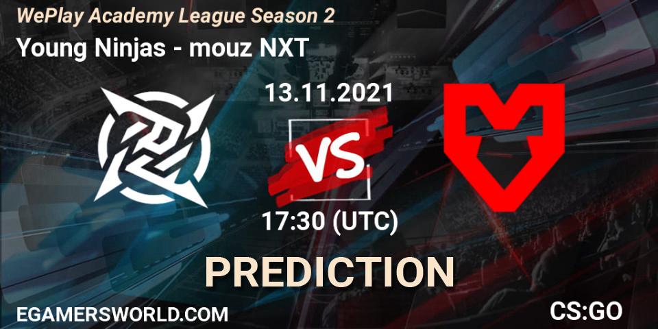 Young Ninjas vs mouz NXT: Match Prediction. 13.11.2021 at 16:20, Counter-Strike (CS2), WePlay Academy League Season 2
