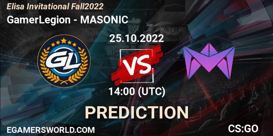 GamerLegion vs MASONIC: Match Prediction. 25.10.2022 at 14:30, Counter-Strike (CS2), Elisa Invitational Fall 2022