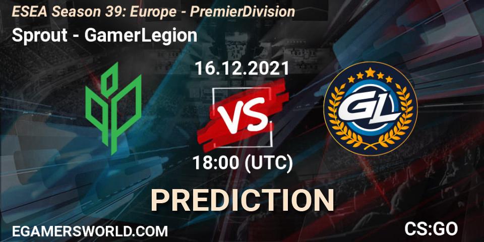 Sprout vs GamerLegion: Match Prediction. 16.12.2021 at 18:00, Counter-Strike (CS2), ESEA Season 39: Europe - Premier Division