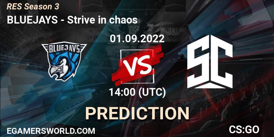 BLUEJAYS vs Strive in chaos: Match Prediction. 01.09.2022 at 14:00, Counter-Strike (CS2), RES Season 3
