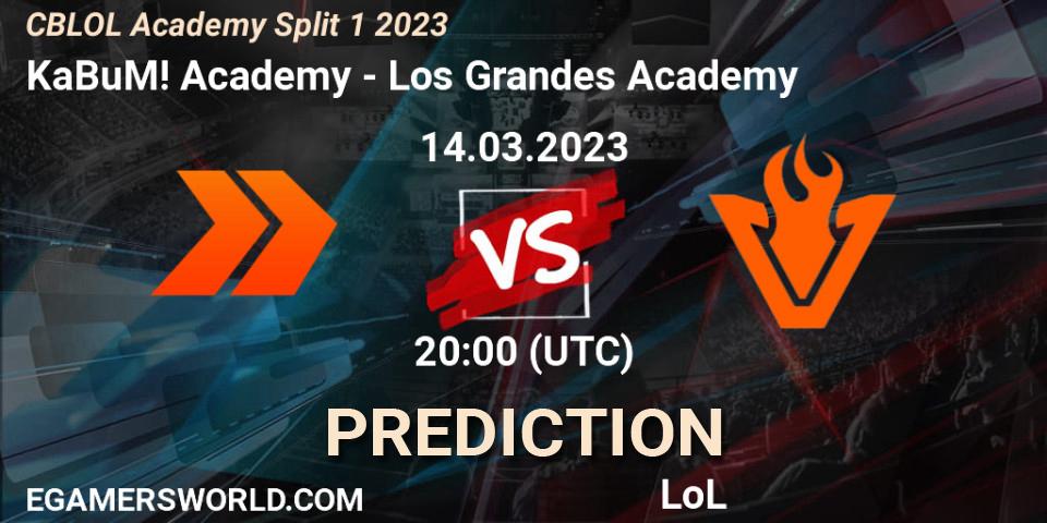 KaBuM! Academy vs Los Grandes Academy: Match Prediction. 14.03.2023 at 20:00, LoL, CBLOL Academy Split 1 2023