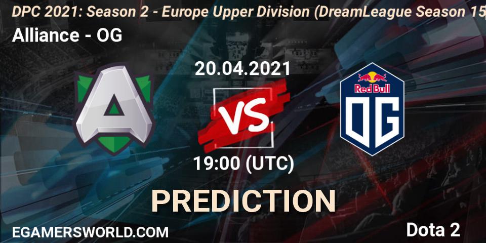 Alliance vs OG: Match Prediction. 20.04.2021 at 19:22, Dota 2, DPC 2021: Season 2 - Europe Upper Division (DreamLeague Season 15)