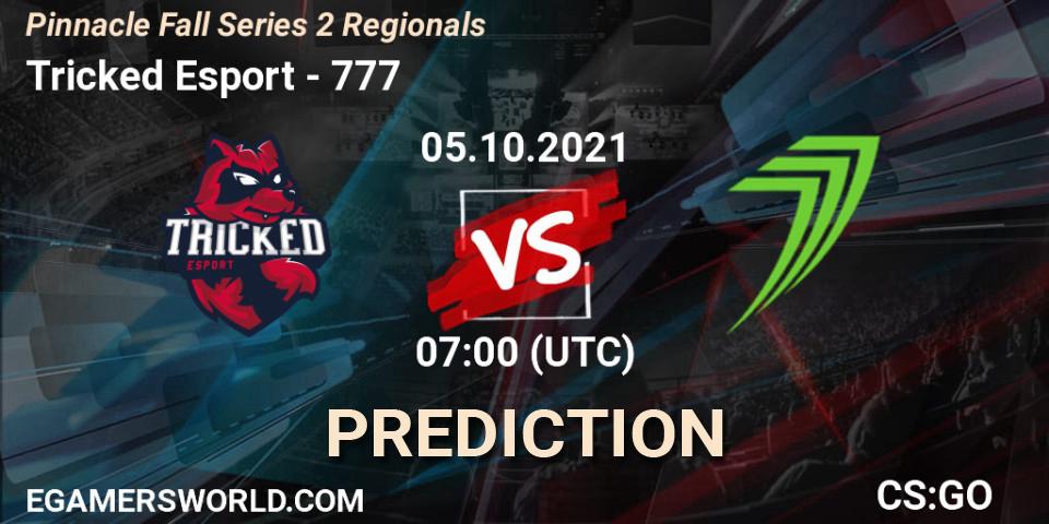 Tricked Esport vs 777: Match Prediction. 05.10.2021 at 07:00, Counter-Strike (CS2), Pinnacle Fall Series 2 Regionals