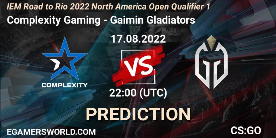 Complexity Gaming vs Gaimin Gladiators: Match Prediction. 17.08.2022 at 22:00, Counter-Strike (CS2), IEM Road to Rio 2022 North America Open Qualifier 1