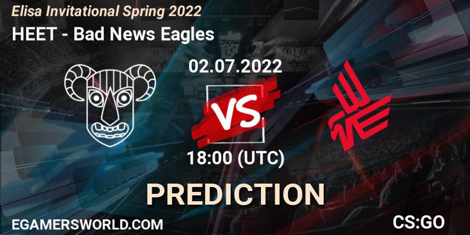 HEET vs Bad News Eagles: Match Prediction. 02.07.2022 at 18:00, Counter-Strike (CS2), Elisa Invitational Spring 2022