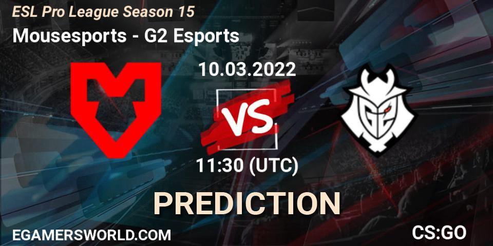 Mousesports vs G2 Esports: Match Prediction. 10.03.22, CS2 (CS:GO), ESL Pro League Season 15