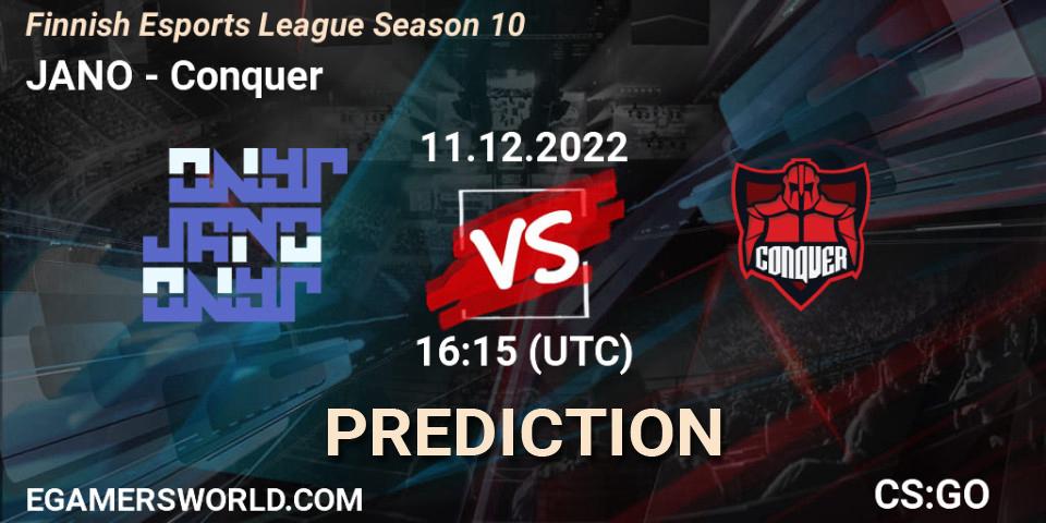 JANO vs Conquer: Match Prediction. 11.12.22, CS2 (CS:GO), Finnish Esports League Season 10