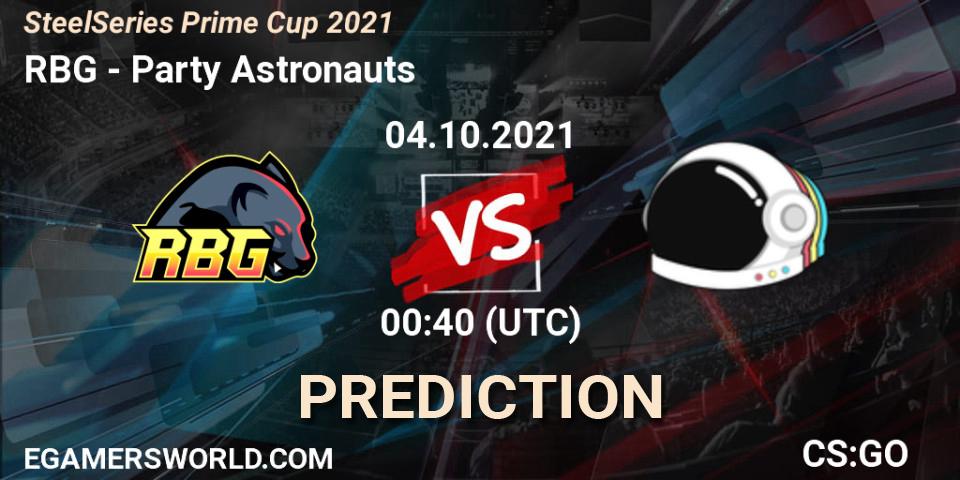 RBG vs Party Astronauts: Match Prediction. 04.10.2021 at 00:40, Counter-Strike (CS2), SteelSeries Prime Cup 2021