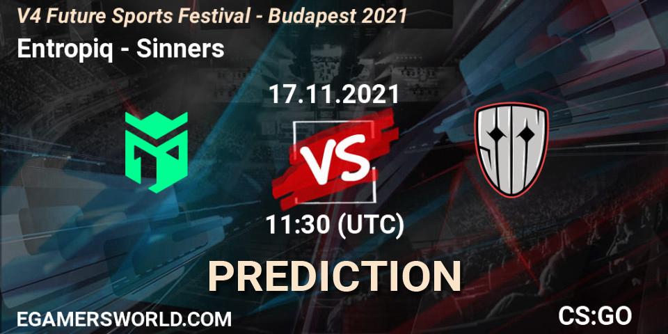 Entropiq vs Sinners: Match Prediction. 17.11.2021 at 12:05, Counter-Strike (CS2), V4 Future Sports Festival - Budapest 2021