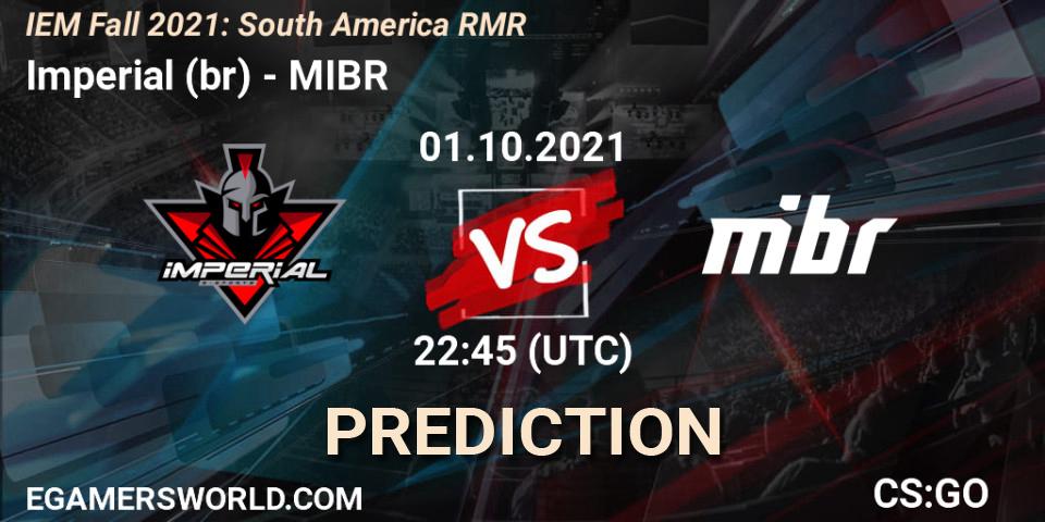 Imperial (br) vs MIBR: Match Prediction. 01.10.2021 at 22:45, Counter-Strike (CS2), IEM Fall 2021: South America RMR