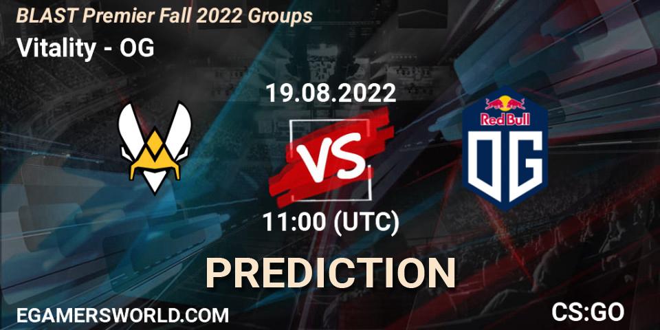 Vitality vs OG: Match Prediction. 19.08.2022 at 11:00, Counter-Strike (CS2), BLAST Premier Fall 2022 Groups