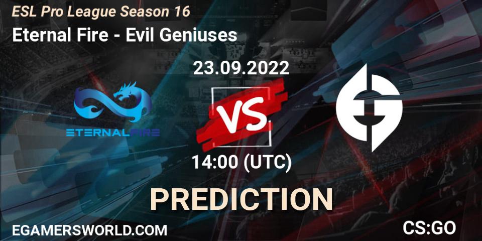 Eternal Fire vs Evil Geniuses: Match Prediction. 23.09.22, CS2 (CS:GO), ESL Pro League Season 16