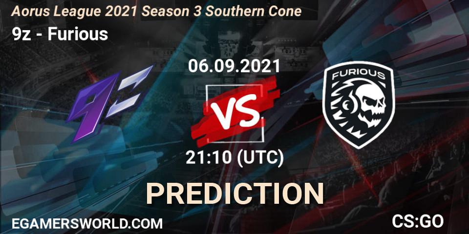 9z vs Furious: Match Prediction. 06.09.2021 at 21:10, Counter-Strike (CS2), Aorus League 2021 Season 3 Southern Cone