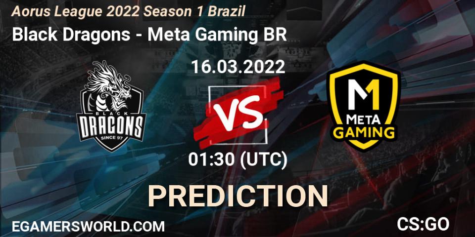 Black Dragons vs Meta Gaming BR: Match Prediction. 16.03.2022 at 01:10, Counter-Strike (CS2), Aorus League 2022 Season 1 Brazil