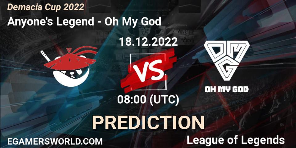 Anyone's Legend vs Oh My God: Match Prediction. 18.12.2022 at 08:00, LoL, Demacia Cup 2022