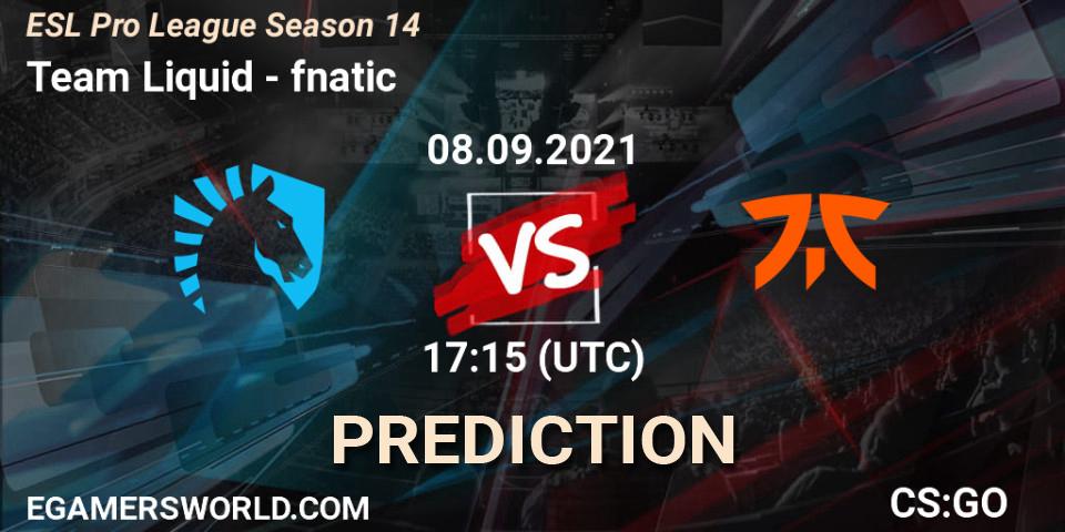 Team Liquid vs fnatic: Match Prediction. 08.09.21, CS2 (CS:GO), ESL Pro League Season 14