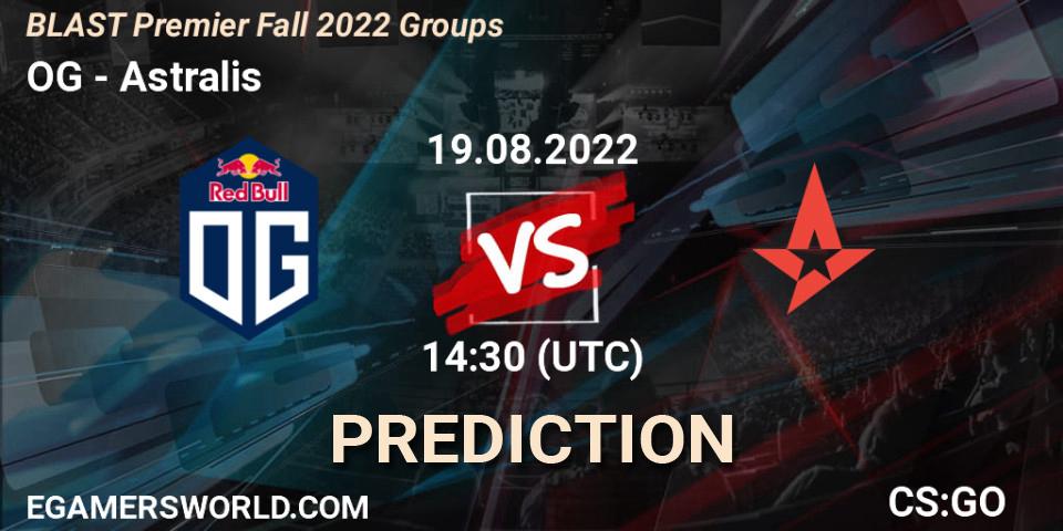 OG vs Astralis: Match Prediction. 19.08.2022 at 15:10, Counter-Strike (CS2), BLAST Premier Fall 2022 Groups