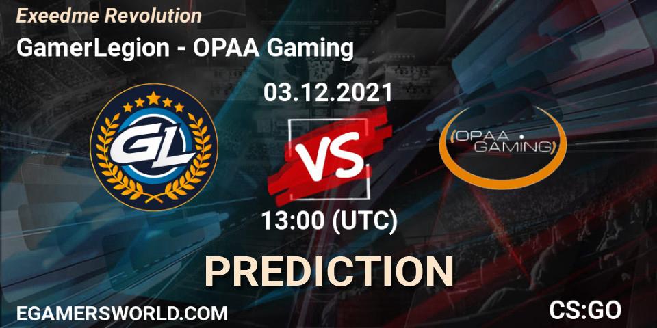 GamerLegion vs OPAA Gaming: Match Prediction. 03.12.2021 at 14:15, Counter-Strike (CS2), Exeedme Revolution