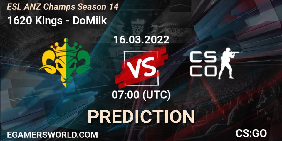 1620 Kings vs DoMilk: Match Prediction. 16.03.2022 at 07:10, Counter-Strike (CS2), ESL ANZ Champs Season 14