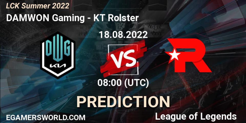 DAMWON Gaming vs KT Rolster: Match Prediction. 18.08.2022 at 08:00, LoL, LCK Summer 2022