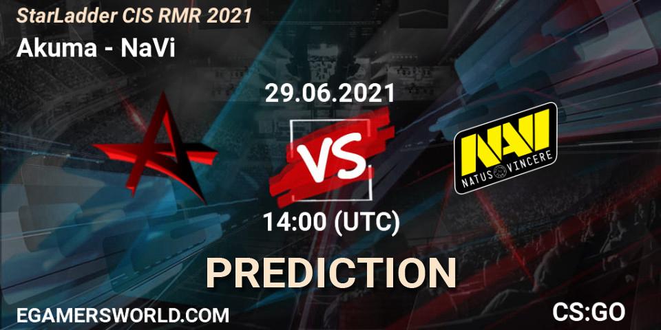 Akuma vs NaVi: Match Prediction. 29.06.2021 at 14:00, Counter-Strike (CS2), StarLadder CIS RMR 2021