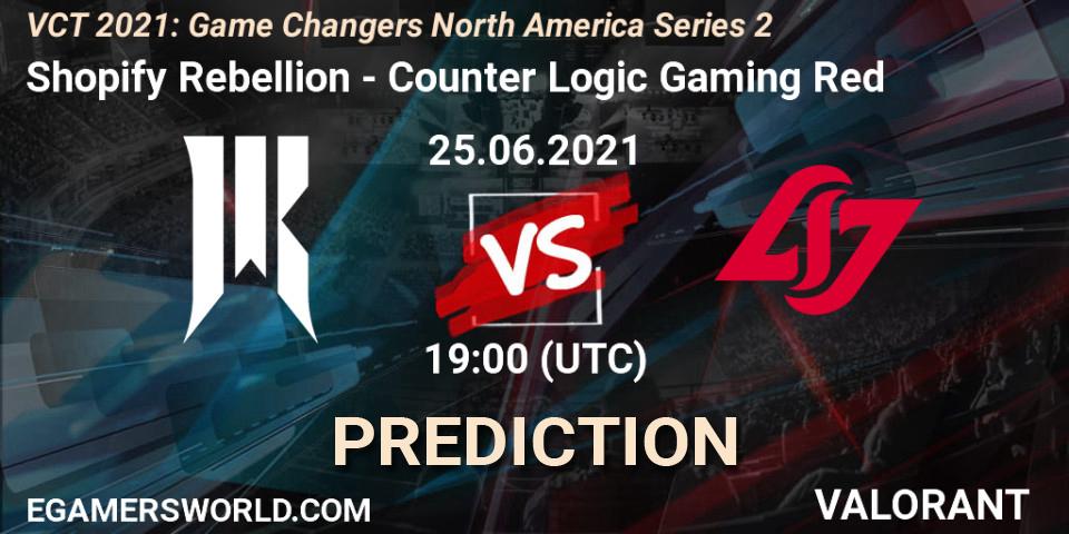 Shopify Rebellion vs Counter Logic Gaming Red: Match Prediction. 25.06.2021 at 19:00, VALORANT, VCT 2021: Game Changers North America Series 2