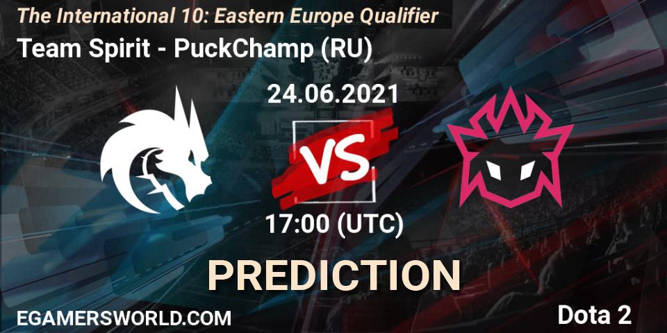 Team Spirit vs PuckChamp (RU): Match Prediction. 24.06.2021 at 18:05, Dota 2, The International 10: Eastern Europe Qualifier