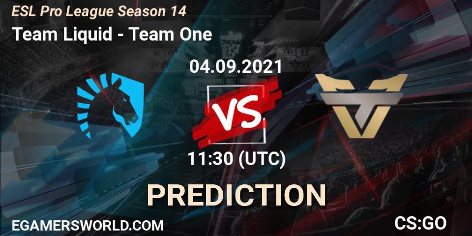 Team Liquid vs Team One: Match Prediction. 04.09.2021 at 11:30, Counter-Strike (CS2), ESL Pro League Season 14