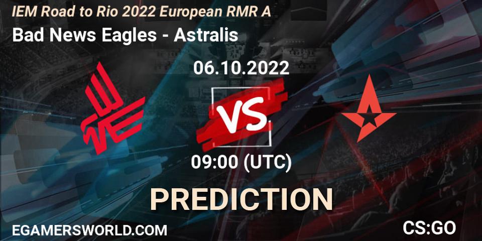 Bad News Eagles vs Astralis: Match Prediction. 06.10.22, CS2 (CS:GO), IEM Road to Rio 2022 European RMR A