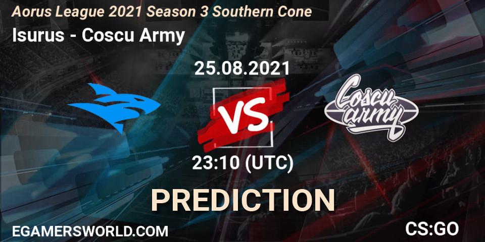 Isurus vs Coscu Army: Match Prediction. 25.08.2021 at 23:00, Counter-Strike (CS2), Aorus League 2021 Season 3 Southern Cone