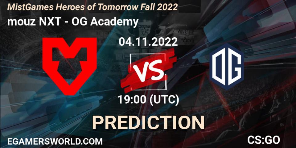 mouz NXT vs OG Academy: Match Prediction. 04.11.2022 at 19:00, Counter-Strike (CS2), MistGames Heroes of Tomorrow Fall 2022