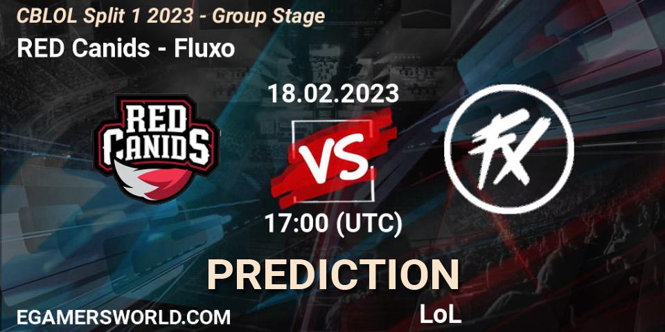 RED Canids vs Fluxo: Match Prediction. 18.02.2023 at 17:15, LoL, CBLOL Split 1 2023 - Group Stage