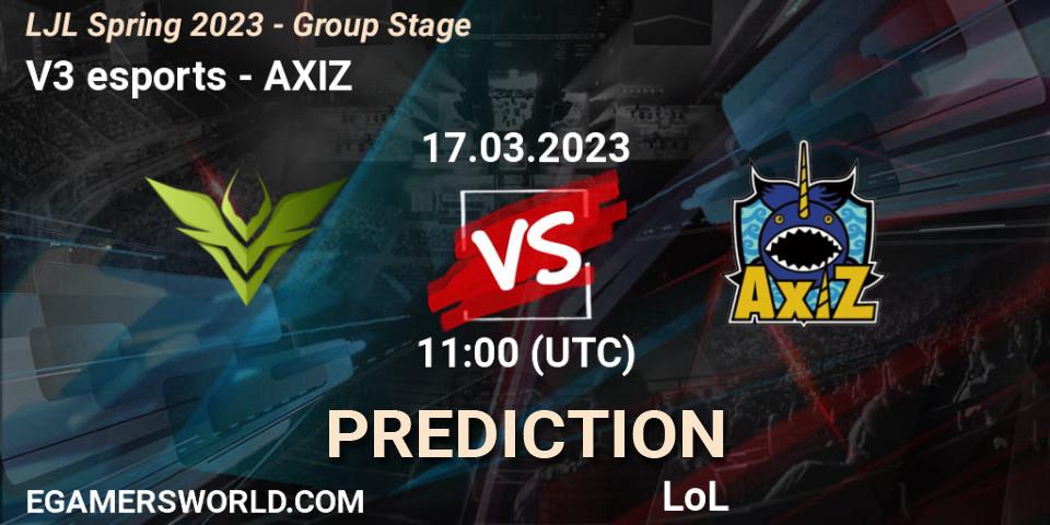 V3 esports vs AXIZ: Match Prediction. 17.03.2023 at 11:15, LoL, LJL Spring 2023 - Group Stage