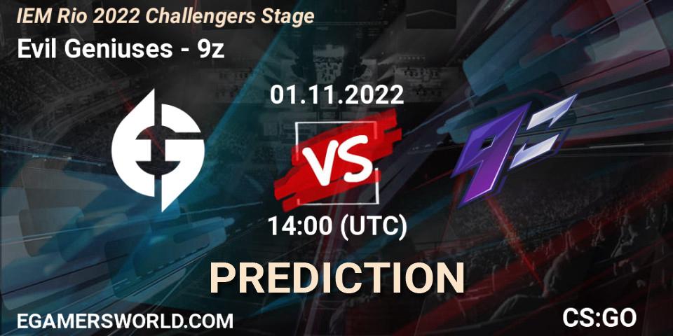 Evil Geniuses vs 9z: Match Prediction. 01.11.22, CS2 (CS:GO), IEM Rio 2022 Challengers Stage