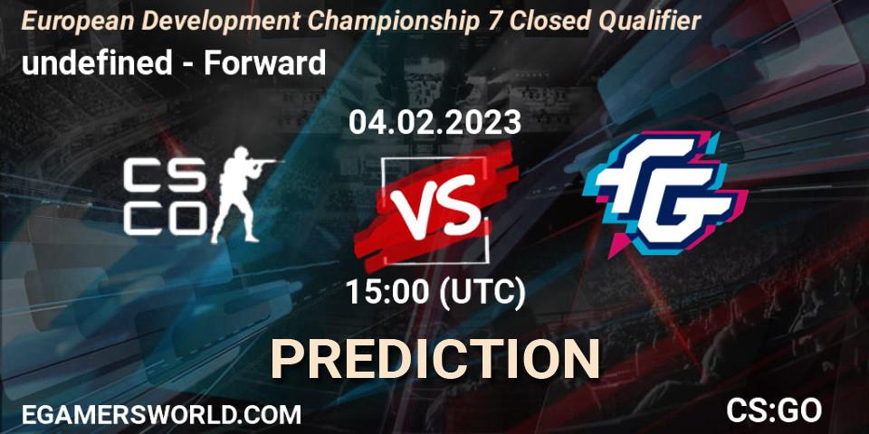 undefined vs Forward: Match Prediction. 04.02.23, CS2 (CS:GO), European Development Championship 7 Closed Qualifier