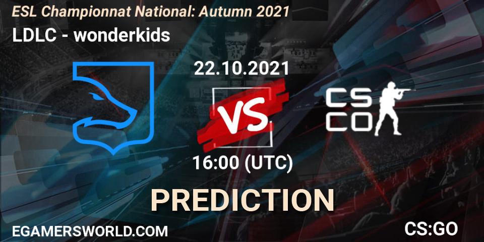 LDLC vs wonderkids: Match Prediction. 22.10.2021 at 17:00, Counter-Strike (CS2), ESL Championnat National: Autumn 2021