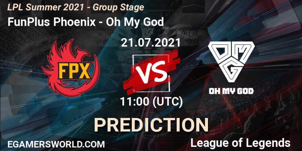 FunPlus Phoenix vs Oh My God: Match Prediction. 21.07.2021 at 12:00, LoL, LPL Summer 2021 - Group Stage
