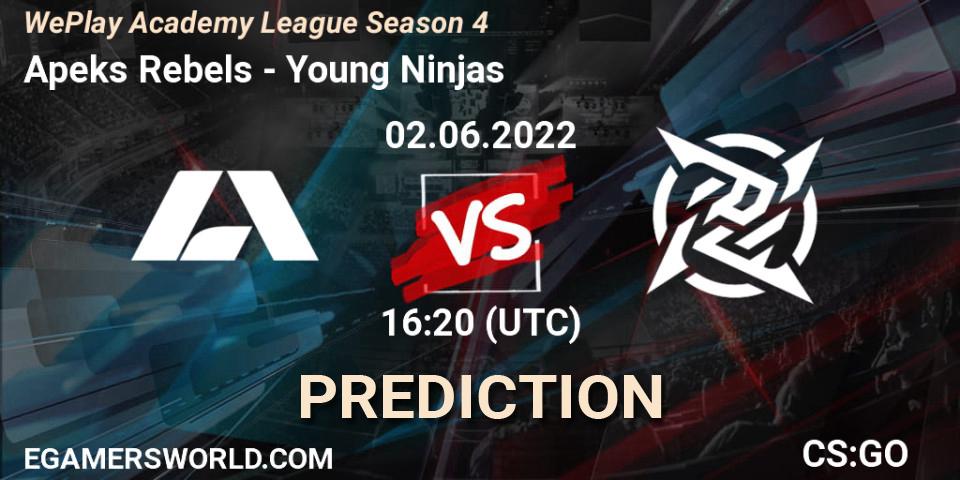 Apeks Rebels vs Young Ninjas: Match Prediction. 02.06.2022 at 16:20, Counter-Strike (CS2), WePlay Academy League Season 4