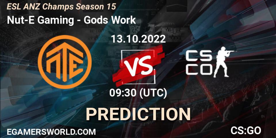 Nut-E Gaming vs Gods Work: Match Prediction. 13.10.22, CS2 (CS:GO), ESL ANZ Champs Season 15