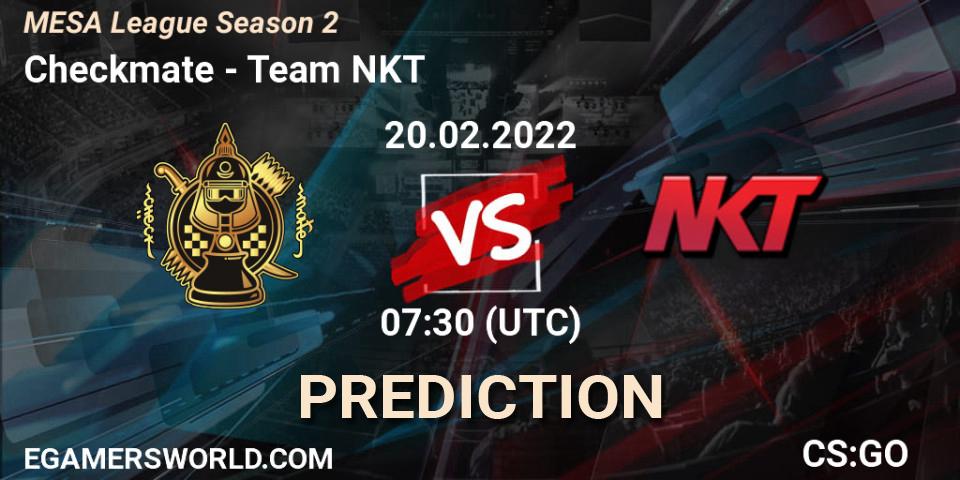 Checkmate vs Team NKT: Match Prediction. 19.02.2022 at 08:45, Counter-Strike (CS2), MESA League Season 2