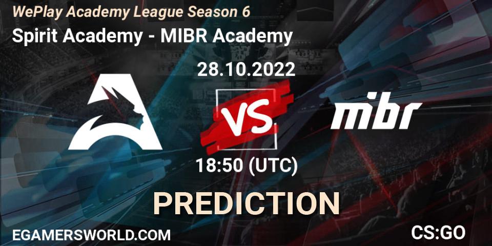 Spirit Academy vs MIBR Academy: Match Prediction. 28.10.2022 at 18:55, Counter-Strike (CS2), WePlay Academy League Season 6