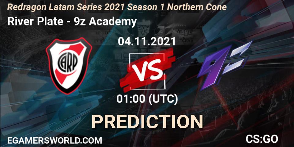 River Plate vs 9z Academy: Match Prediction. 04.11.2021 at 01:40, Counter-Strike (CS2), Redragon Latam Series 2021 Season 1 Northern Cone