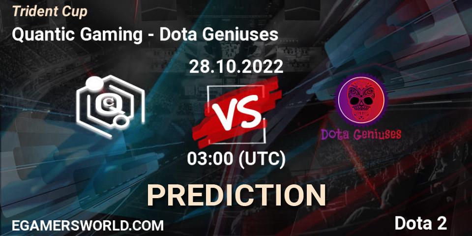 Quantic Gaming vs Dota Geniuses: Match Prediction. 27.10.2022 at 03:02, Dota 2, Trident Cup