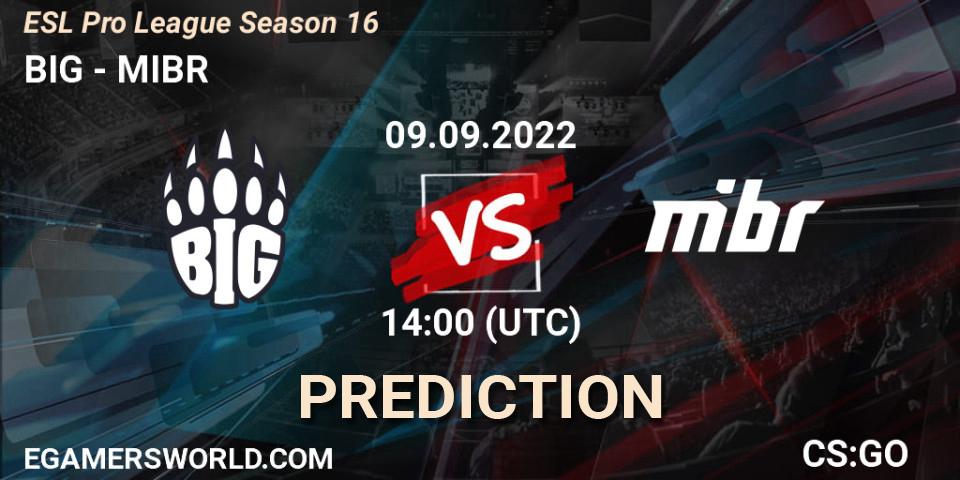 BIG vs MIBR: Match Prediction. 09.09.2022 at 14:00, Counter-Strike (CS2), ESL Pro League Season 16