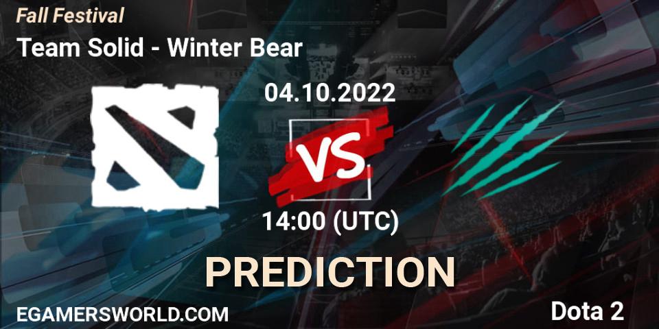 Team Solid vs Winter Bear: Match Prediction. 04.10.2022 at 14:00, Dota 2, Fall Festival